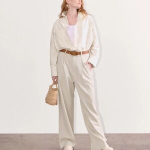 Everlane THE DRAPER PLEATED PANT IN BUTTERSMOOTH Sandstone Size 00 regular